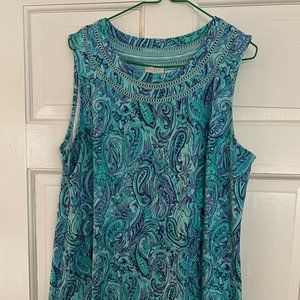 Talbots Sleeveless Shift in Turquoise and Purple Size M